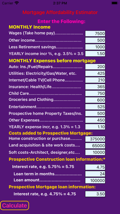 Mortgage Affordability Estim8r Screenshot