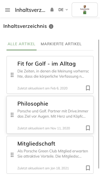 Porsche Green Club App Screenshot