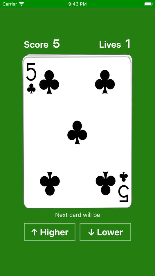#8. Higher or Lower card game easy (iOS) 由: Jorge Hugo Sanz Saez