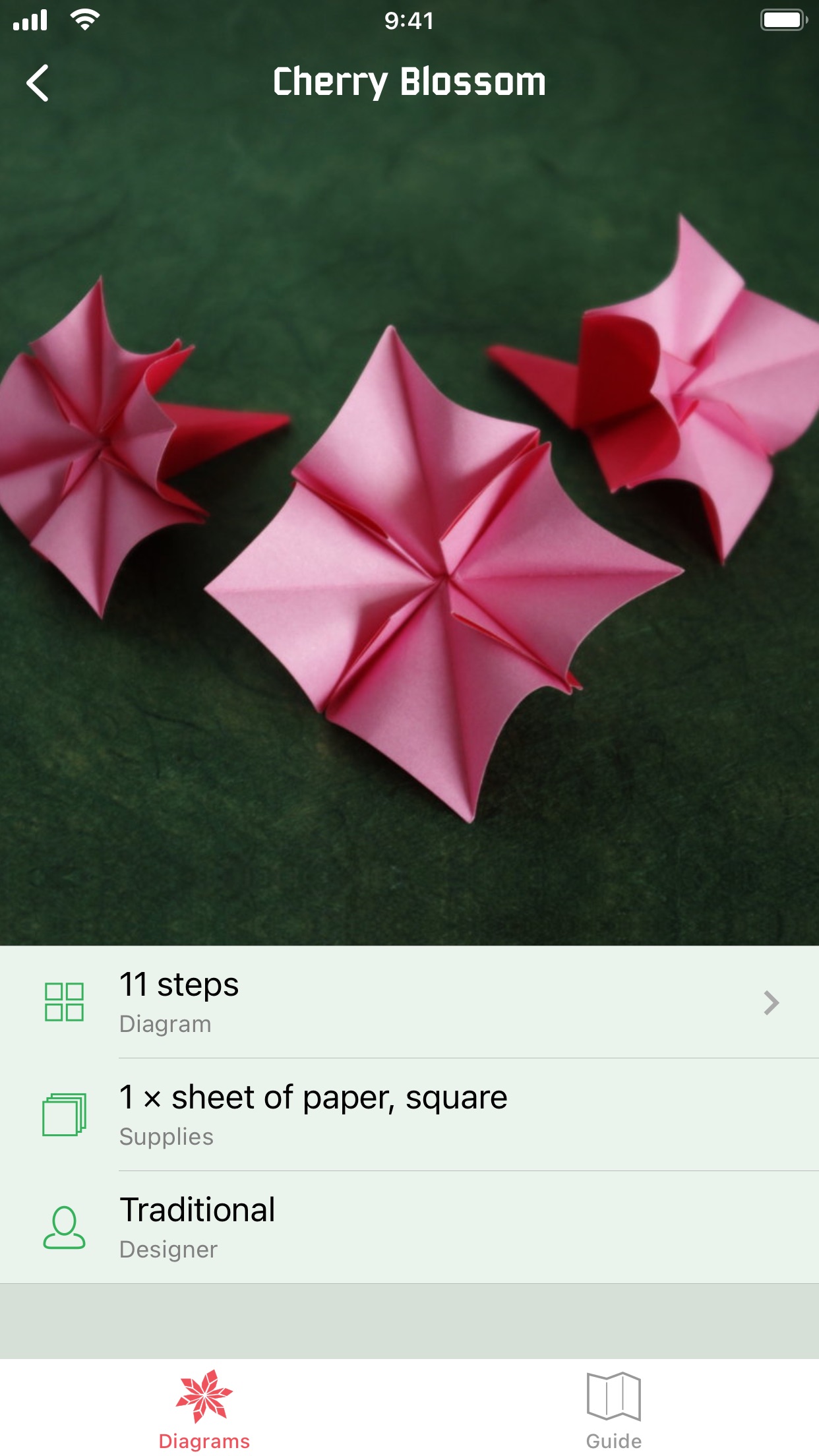 Screenshot do app Origami Flowers