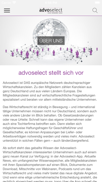 Advoselect Mandanten Screenshot