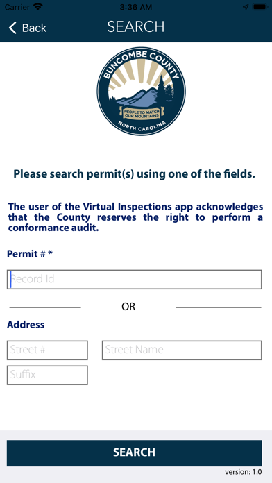 Buncombe Inspection Request Screenshot