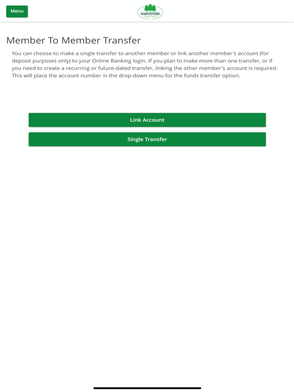 HarvestersCU Mobile Banking iPad screenshot 3 - Finance app