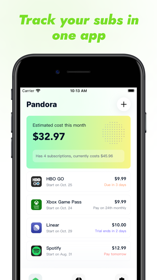 #1. Pandora - Subscription Tracker (iOS) 由: 子恒 张