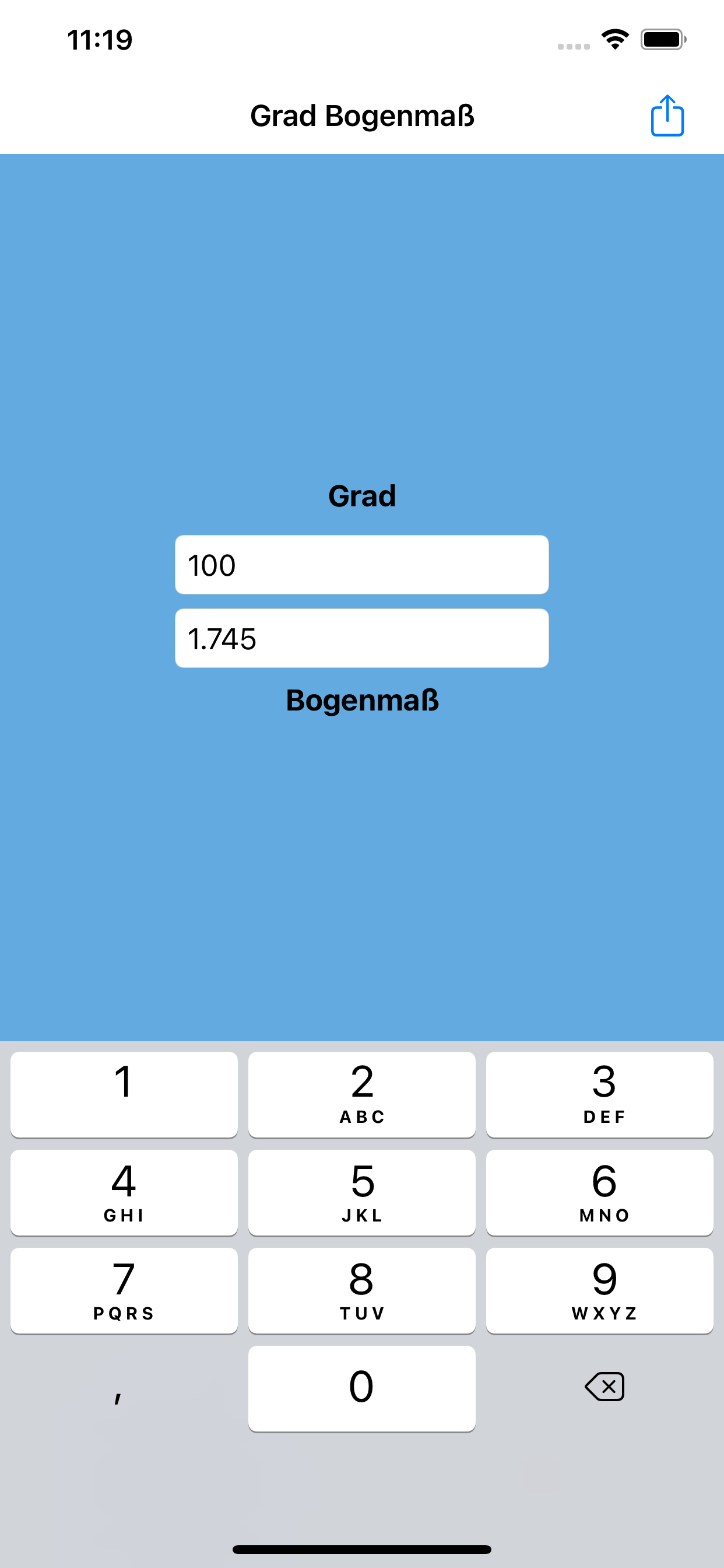 Grad Bogenmaß