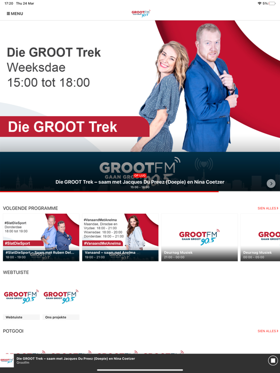 GROOTfm 90.5 iPad screenshot 3 - Music app