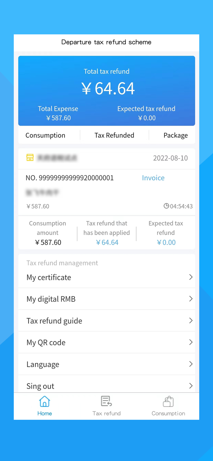 Departure Tax Refund
