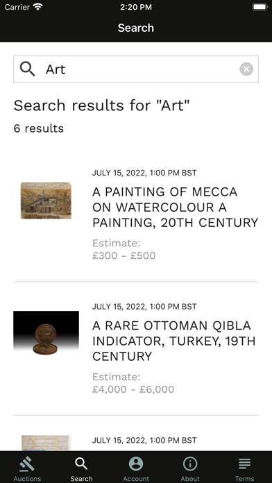 Plakas Auctions Screenshot