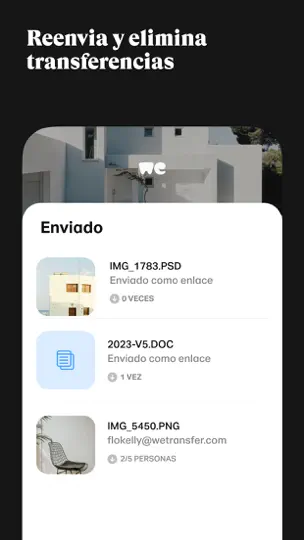 Captura de pantalla de WeTransfer: Transfer Files en iPhone 7