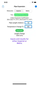 Pipe Expansion Calculator screenshot #3 for iPhone