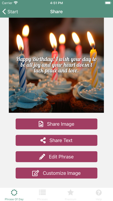 Phrases for Birthdays Screenshot