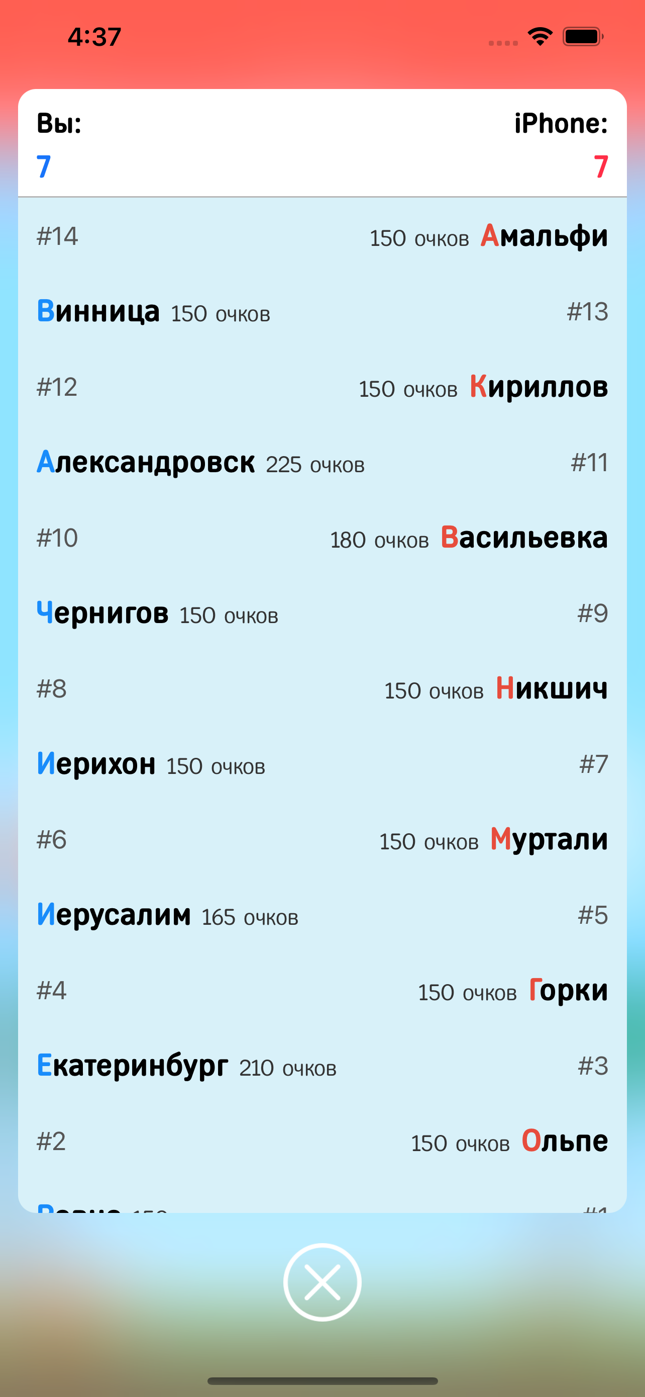 Города - Игра от А до Я