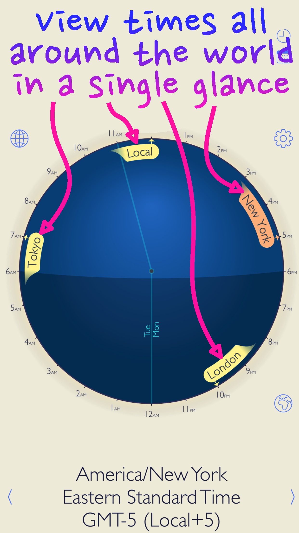 Screenshot do app World Clock Time Traveler Pro