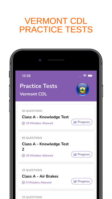 Vermont VT CDL Permit Prep Screenshot