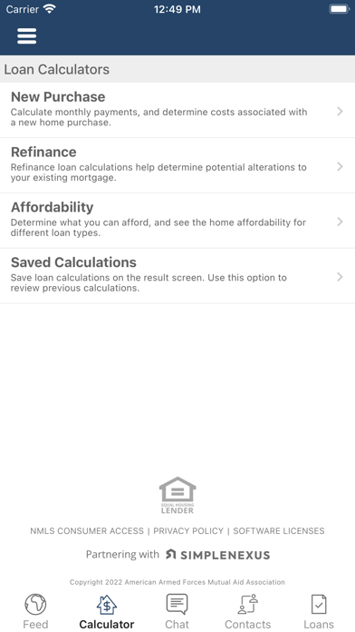 AAFMAA Mortgage Services Screenshot