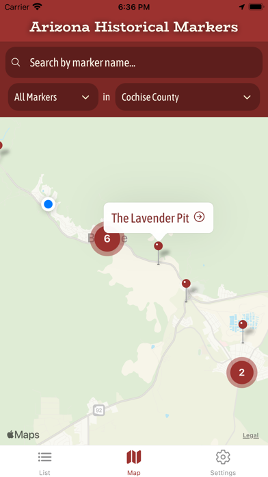 Arizona Historical Markers Screenshot