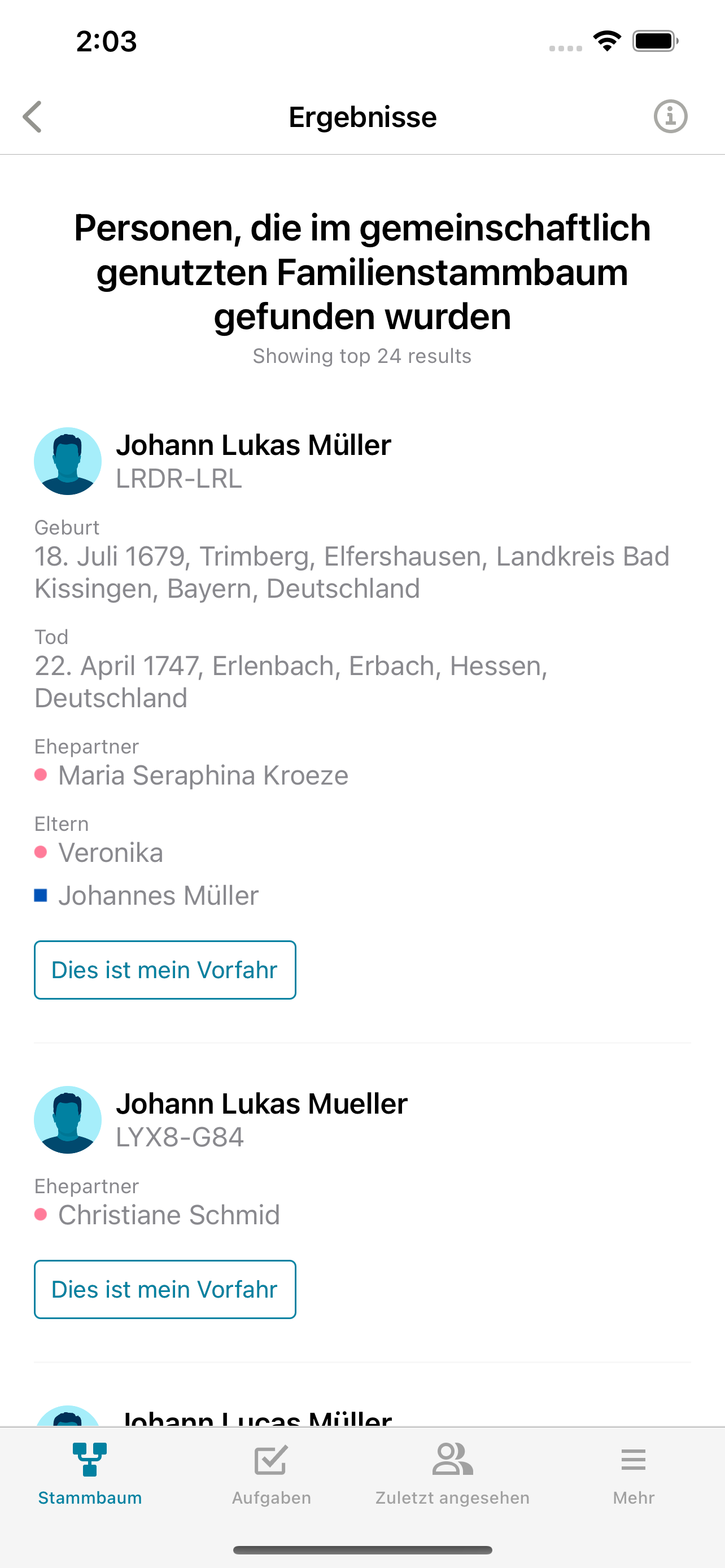FamilySearch Stammbaum