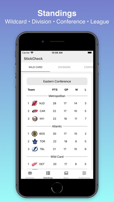 StickCheck: Hockey Scores Screenshot