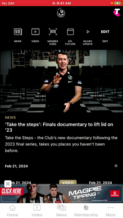 Screenshot #1 pour Collingwood Official App