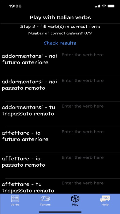 Play with Italian verbs Screenshot