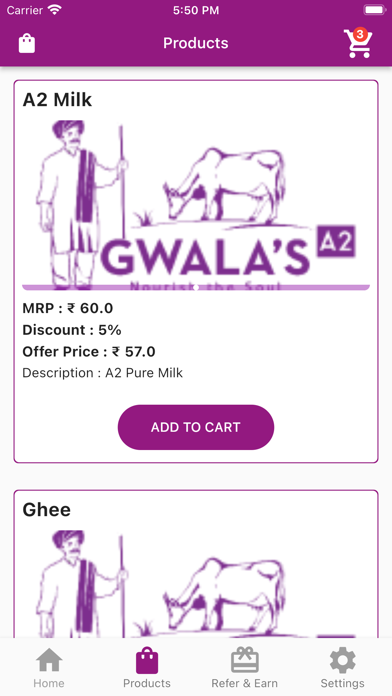 Gwala's A2 Milk App Screenshot