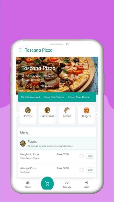 Toscana Pizza App Screenshot