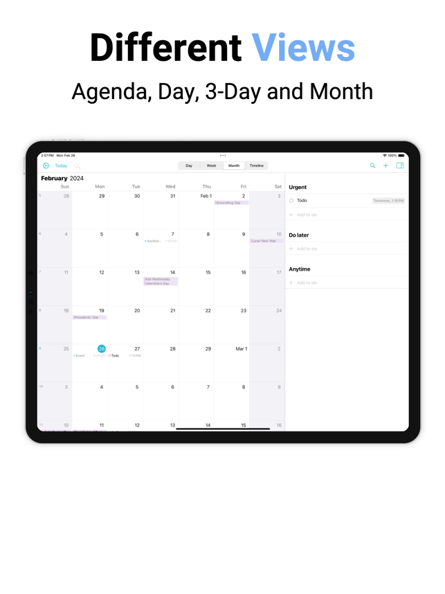 ‎Butleroy: schermata del calendario e delle cose da fare
