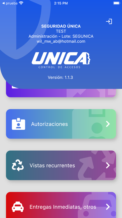 Unica - Control de Acceso Screenshot