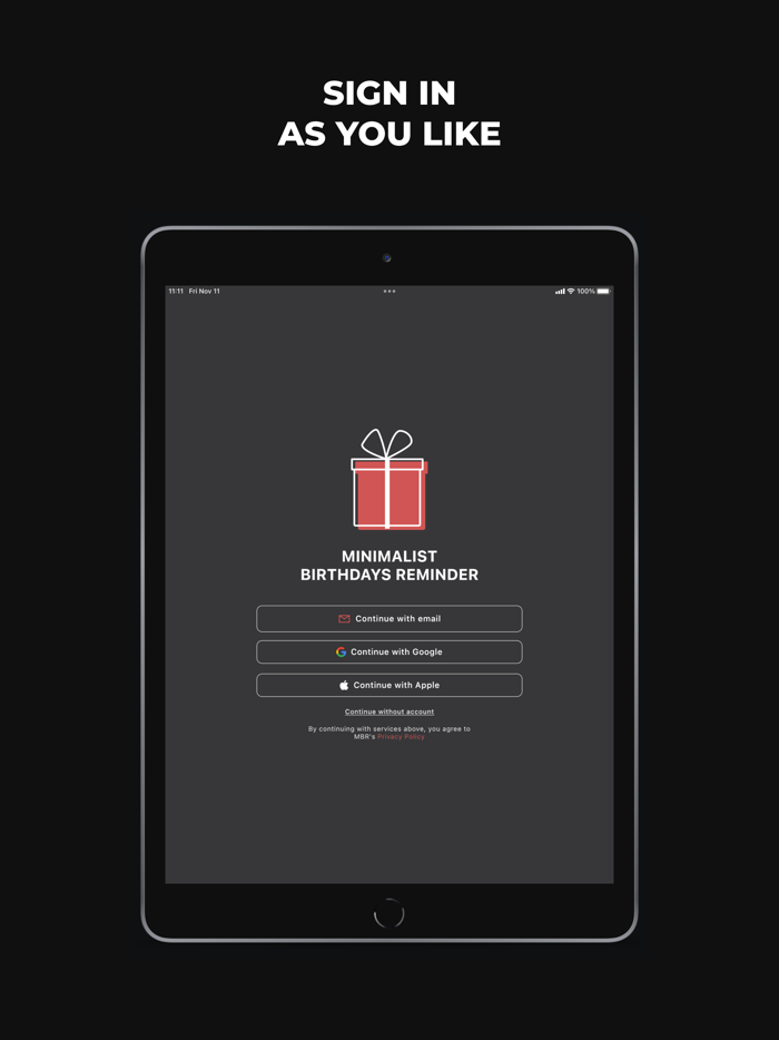 Minimalist Birthdays Reminder