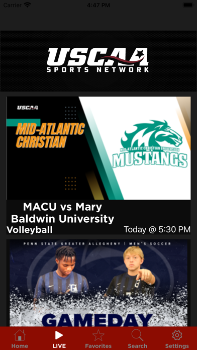 USCAA Sports Network Screenshot