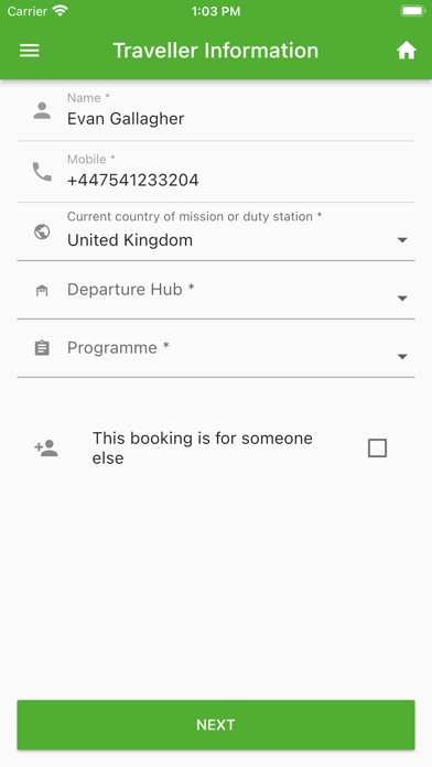 Transport Booking Screenshot