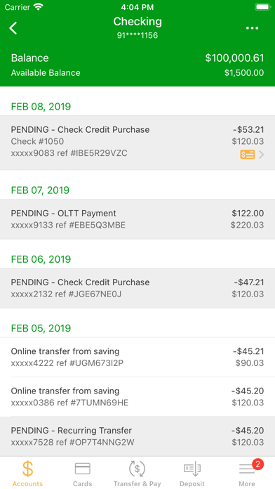 Greenfield Savings Bank Screenshot