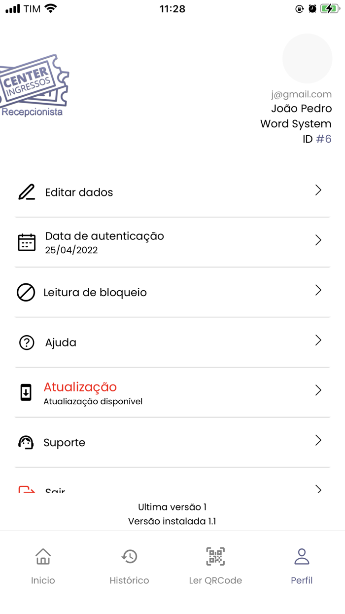 Center Ingressos Recepcionista