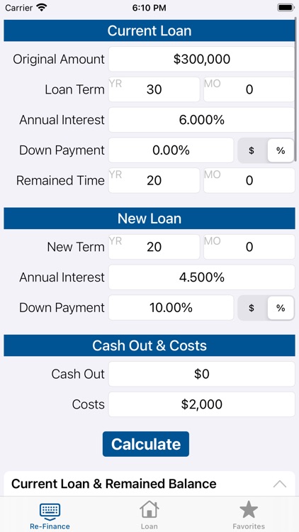 Refinance Home Loan Calculator