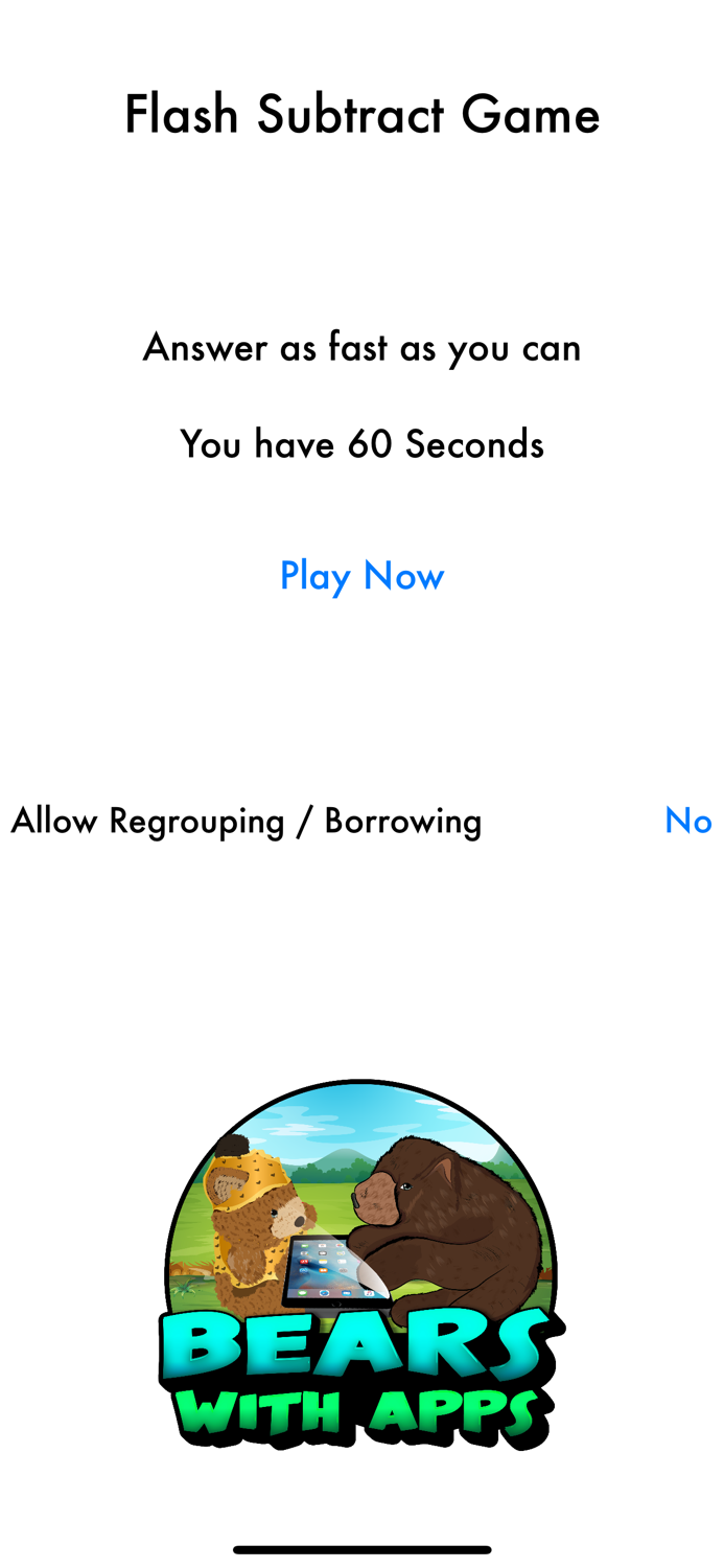 Flash Subtraction Game