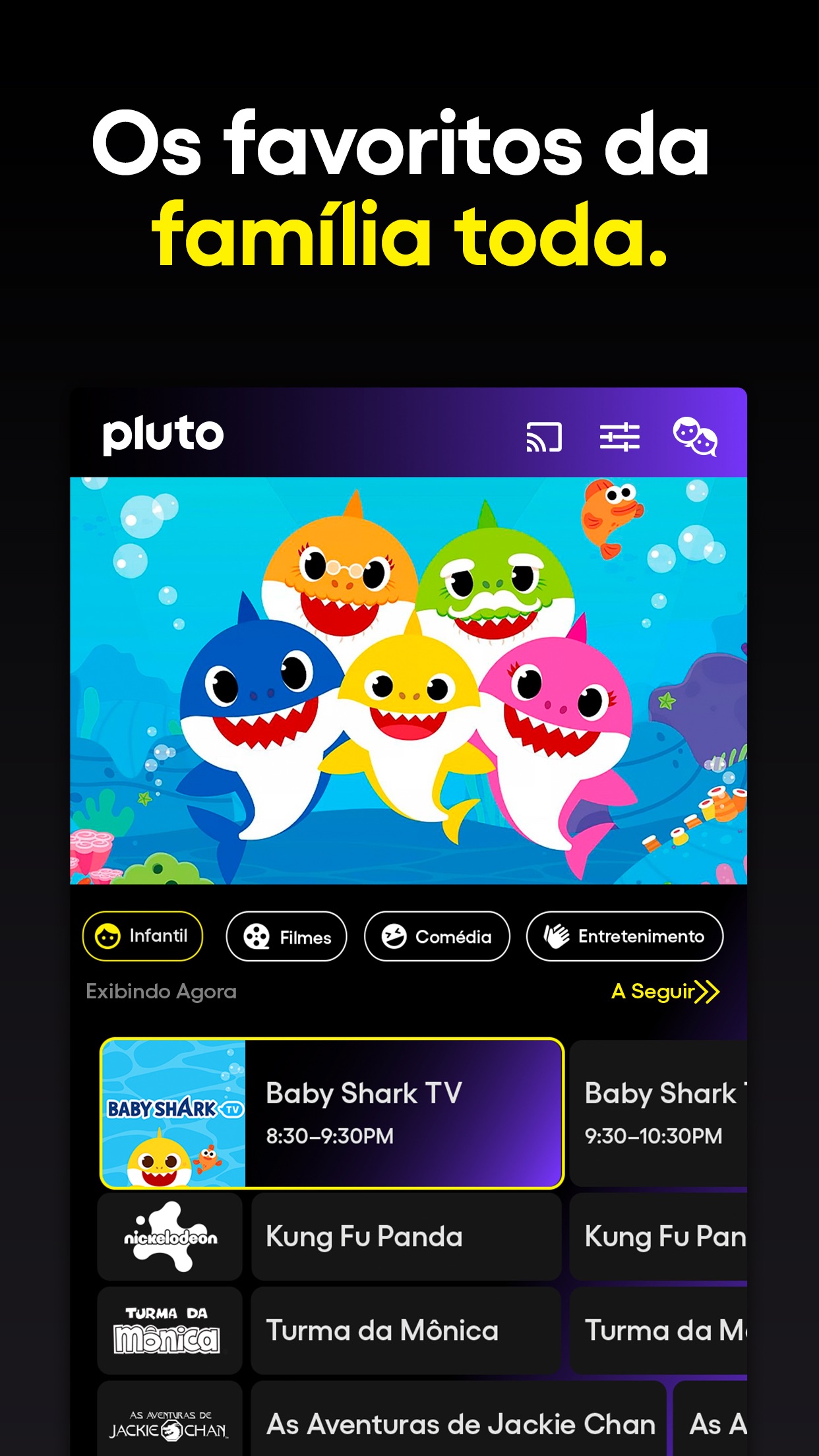 Screenshot do app Pluto TV – TV ao Vivo e Filmes