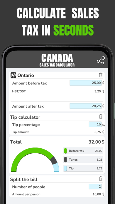 Canadian Sales Tax Calculation Screenshot