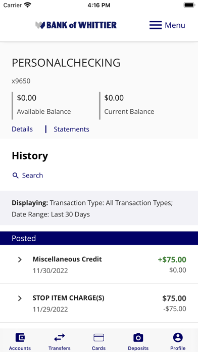 Bank of Whittier Mobile Screenshot