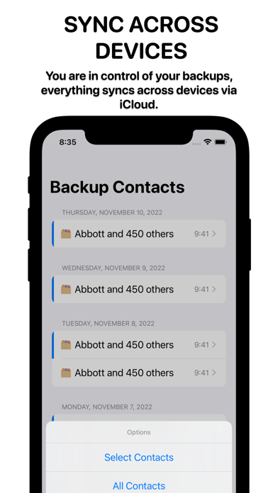 Backup Contact Screenshot