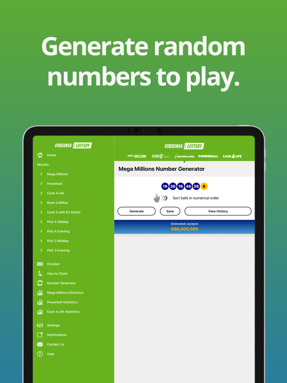 Virginia Lottery Numbers iPad screenshot 4 - Entertainment app