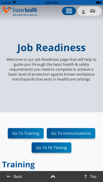 Fraser Health MyHealth Screenshot