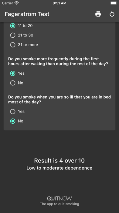 Fagerstrom Test Screenshot