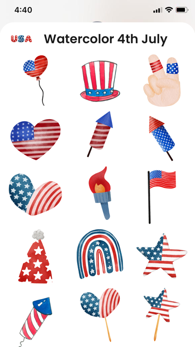 Watercolor 4th July Stickers Screenshot