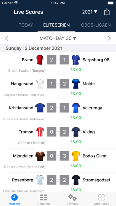 Live Scores Eliteserien 2024 Screenshot