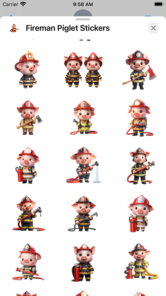 #1. Fireman Piglet Stickers (iOS) By: Paul Scott