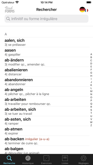 Screenshot #2 pour VerbForms Deutsch