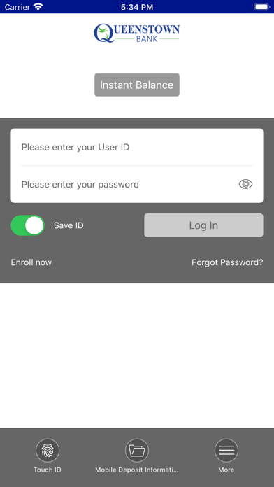 Queenstown Bank Mobile Banking Screenshot
