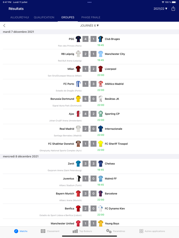 Screenshot #4 pour Résultats Ligue des champions