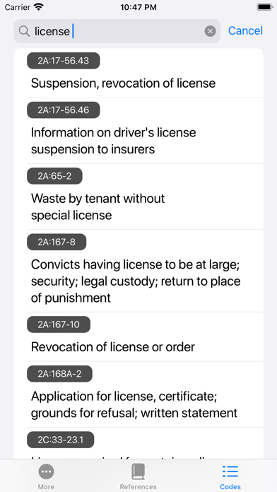 New Jersey Law Codes Screenshot