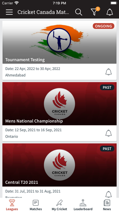 Cricket Canada Match Centre Screenshot